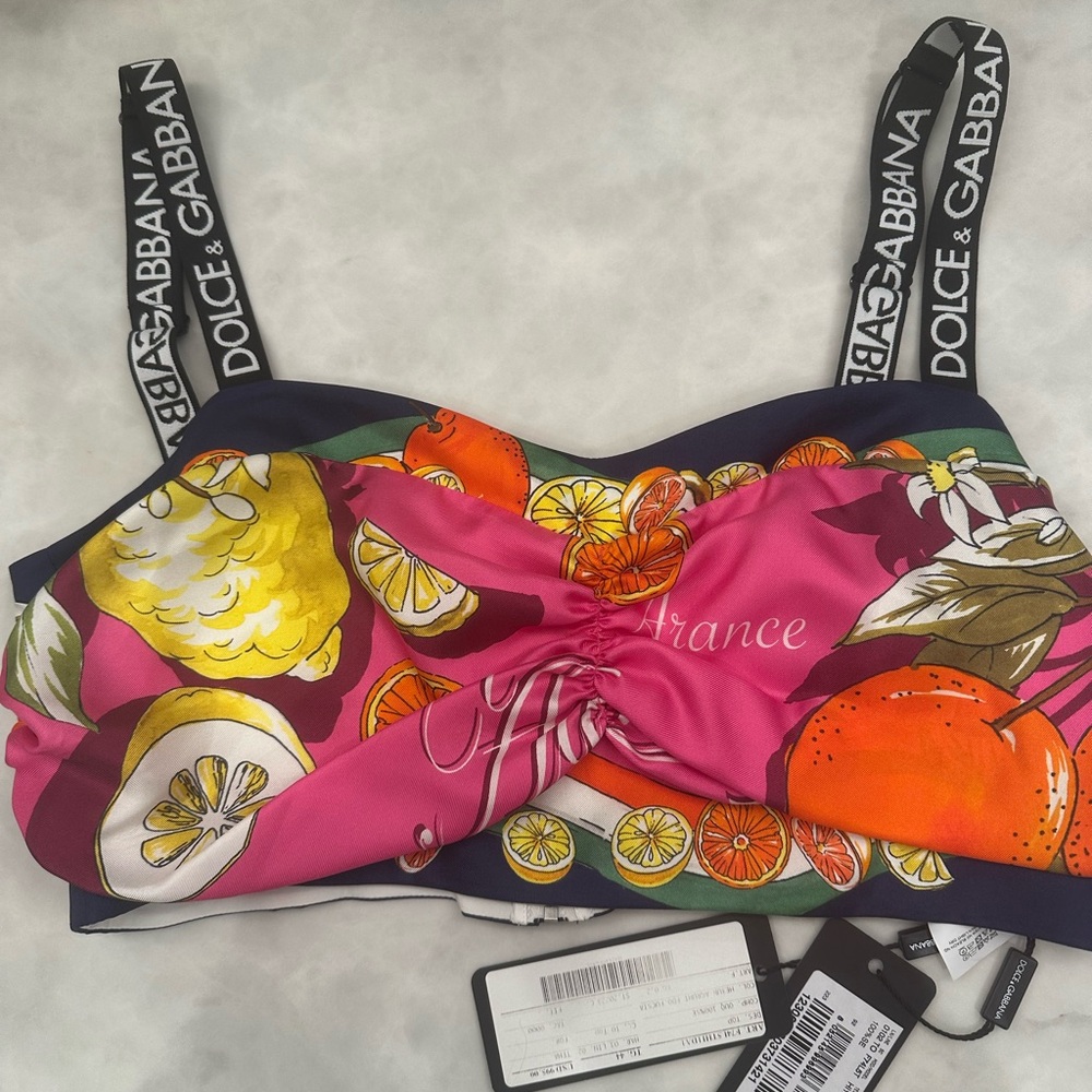 Dolce & Gabbana Citrus Print Top in Pink and Yellow